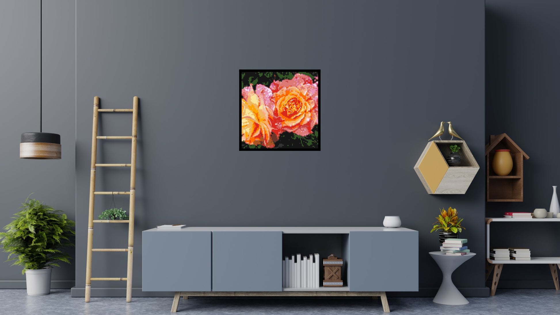 Roses - Brick Art Mosaic Kit 4x4 scene with frame