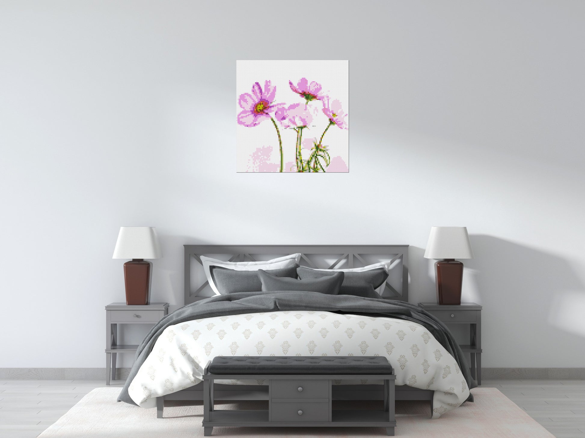 Pink Cosmea - Brick Art Mosaic Kit 4x4 scene