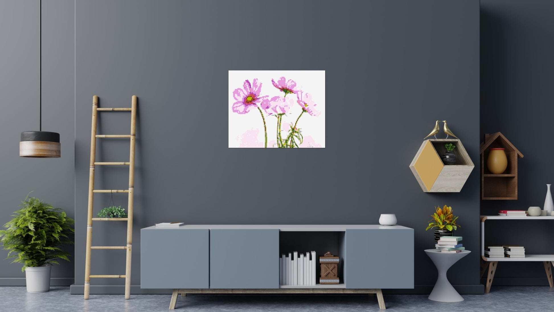 Pink Cosmea - Brick Art Mosaic Kit 5x4 scene