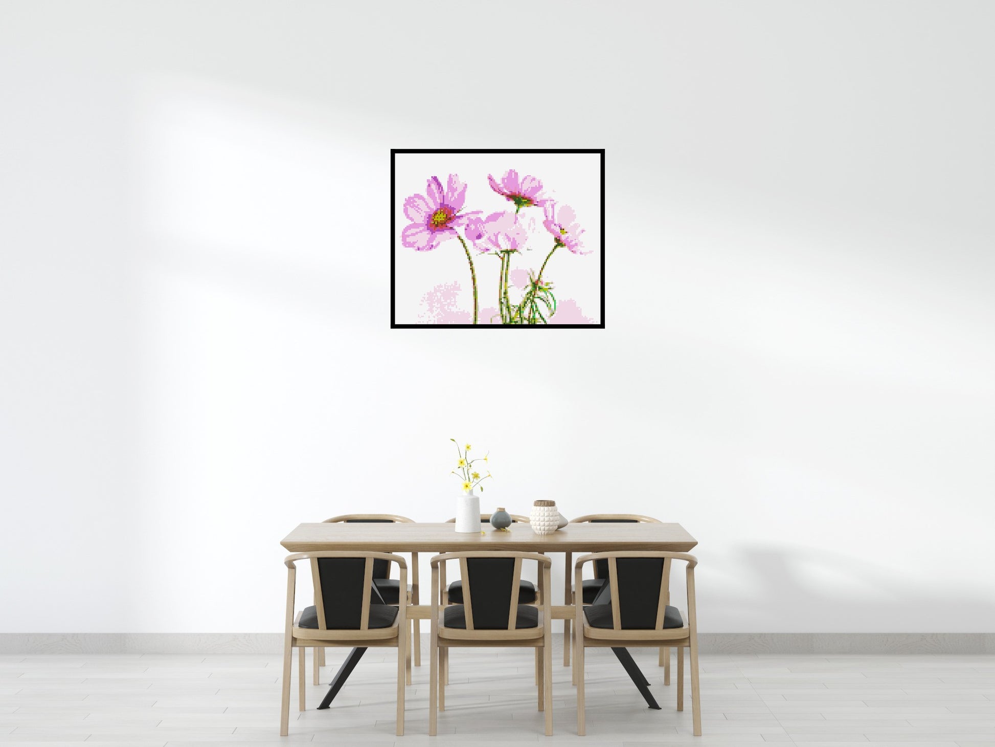 Pink Cosmea - Brick Art Mosaic Kit 6x5 scene with frame