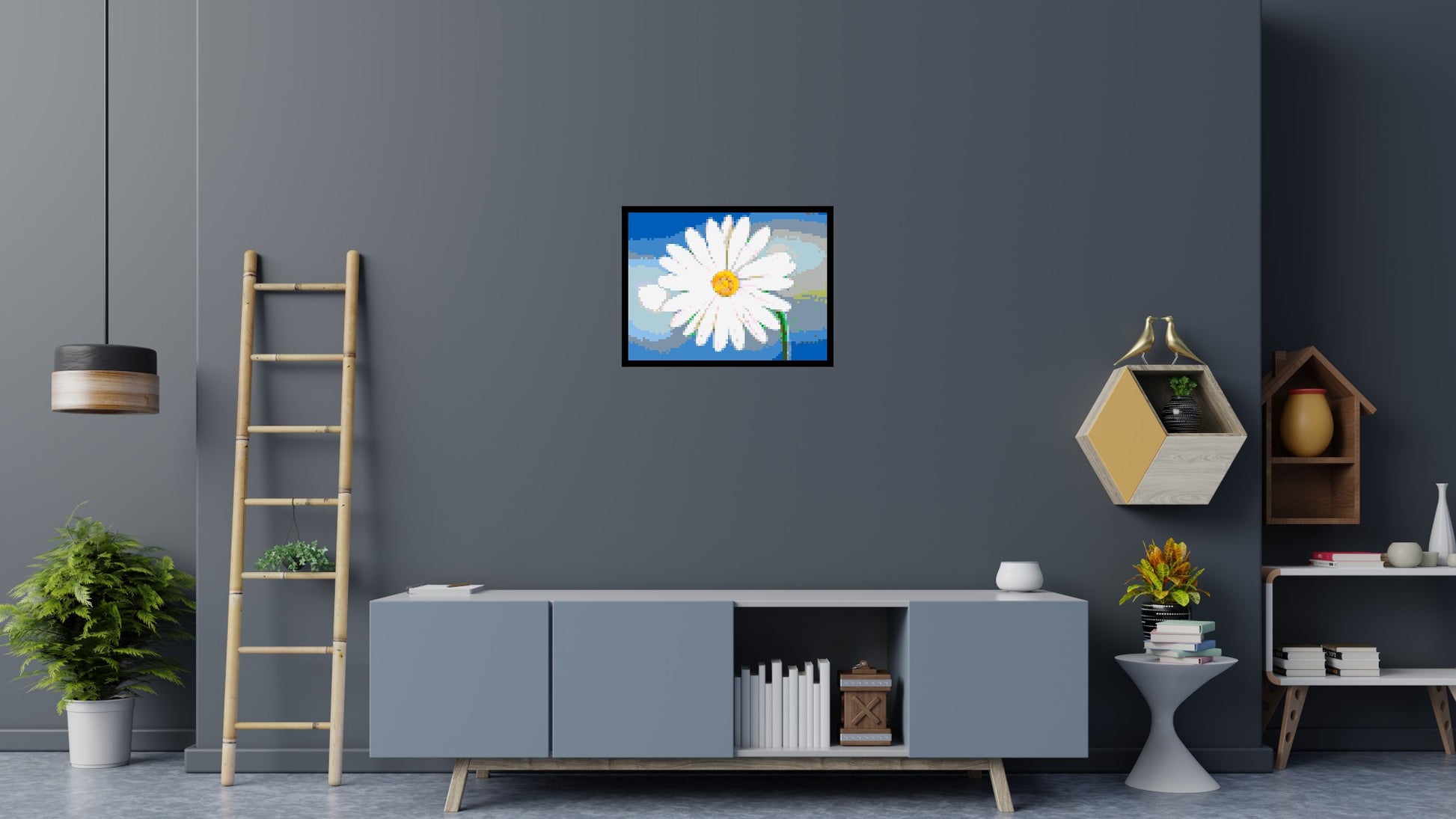 Margherite - Brick Art Mosaic Kit 4x3 scene with frame