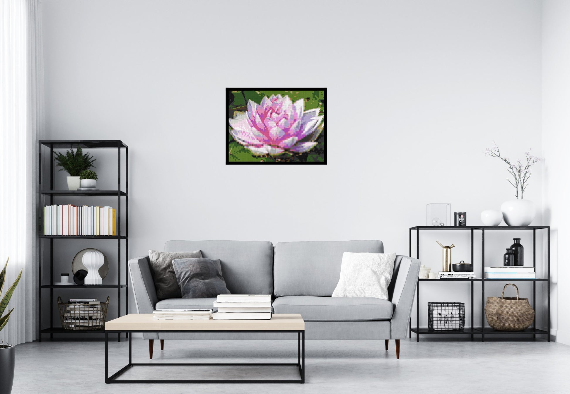 Water Lily - Brick Art Mosaic Kit 4x3 scene with frame