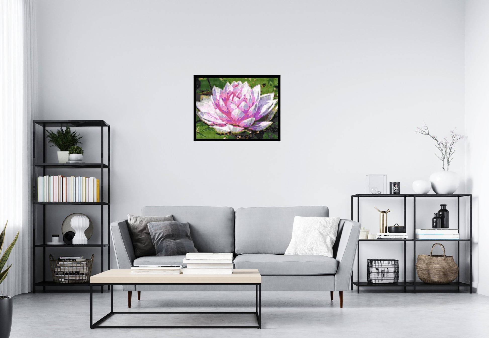 Water Lily - Brick Art Mosaic Kit 4x3 scene with frame