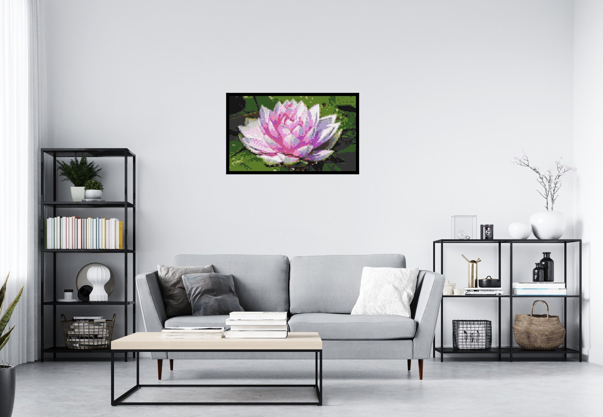 Water Lily - Brick Art Mosaic Kit 5x3 scene with frame