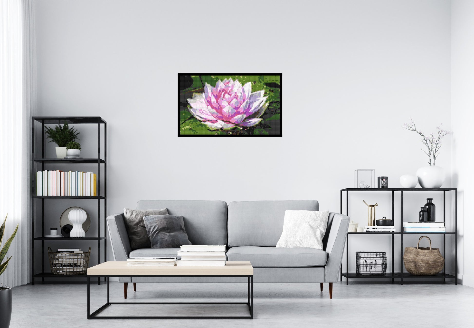 Water Lily - Brick Art Mosaic Kit 5x3 scene with frame