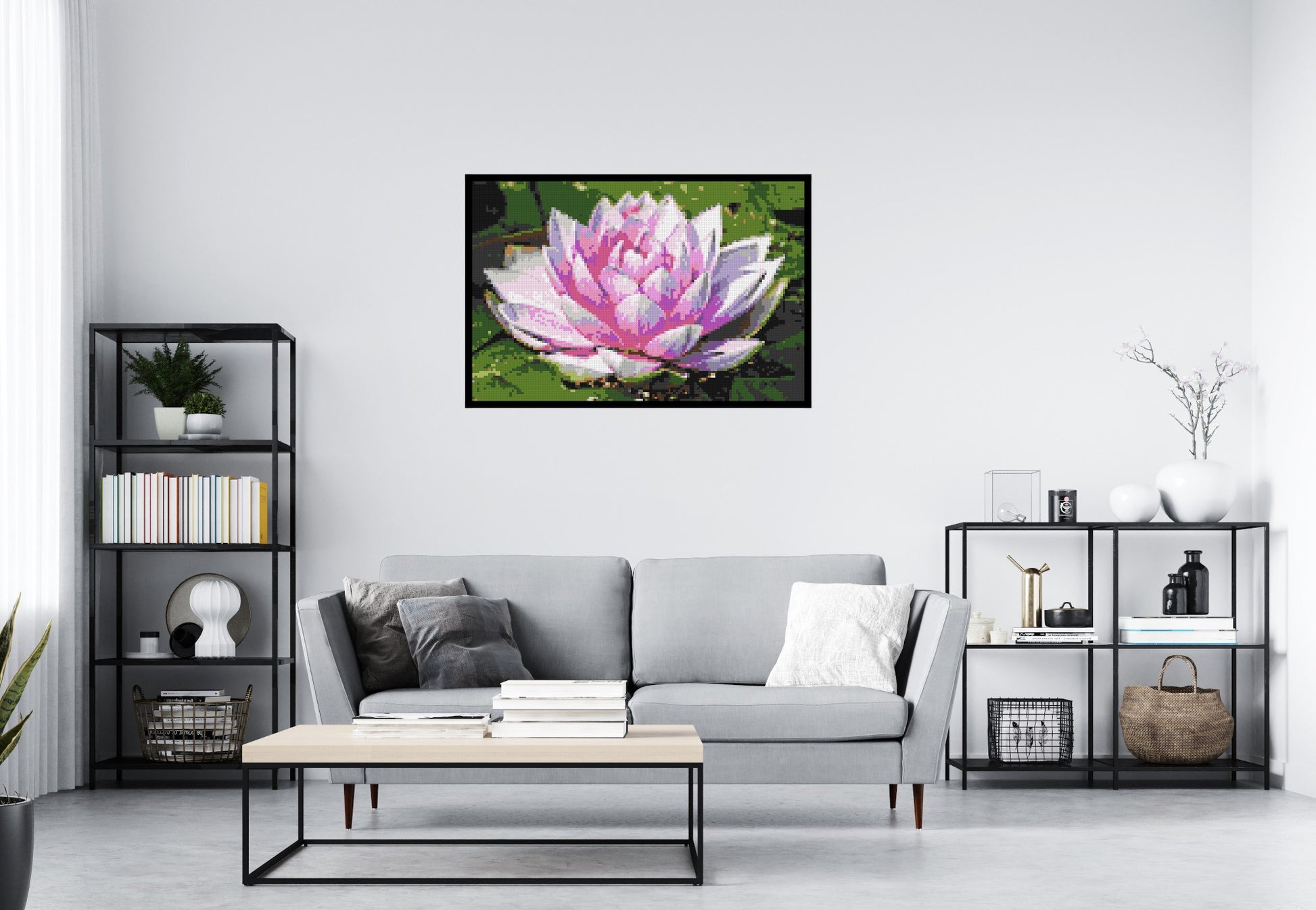 Water Lily - Brick Art Mosaic Kit 6x4 scene with frame