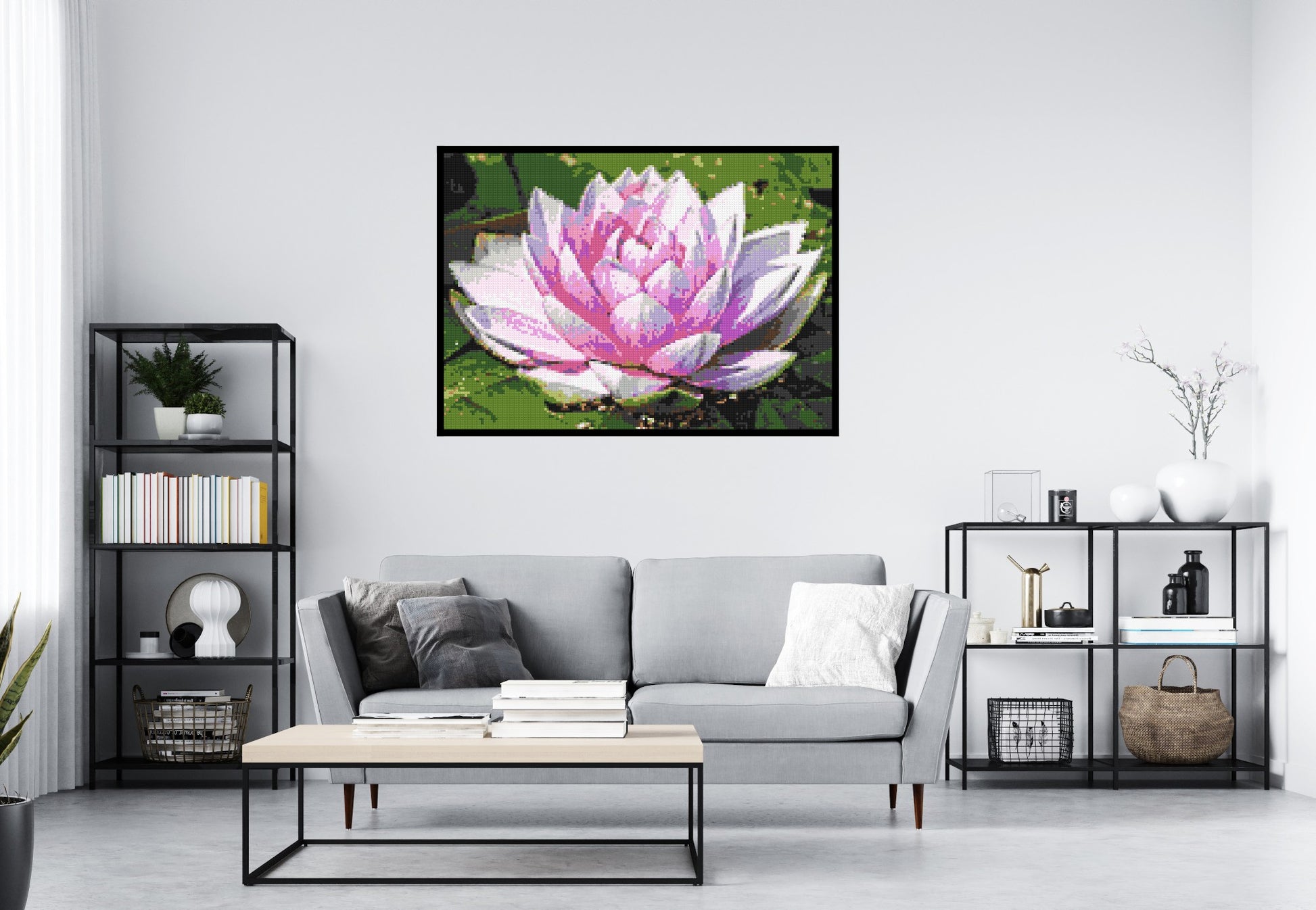 Water Lily - Brick Art Mosaic Kit 7x5 scene with frame