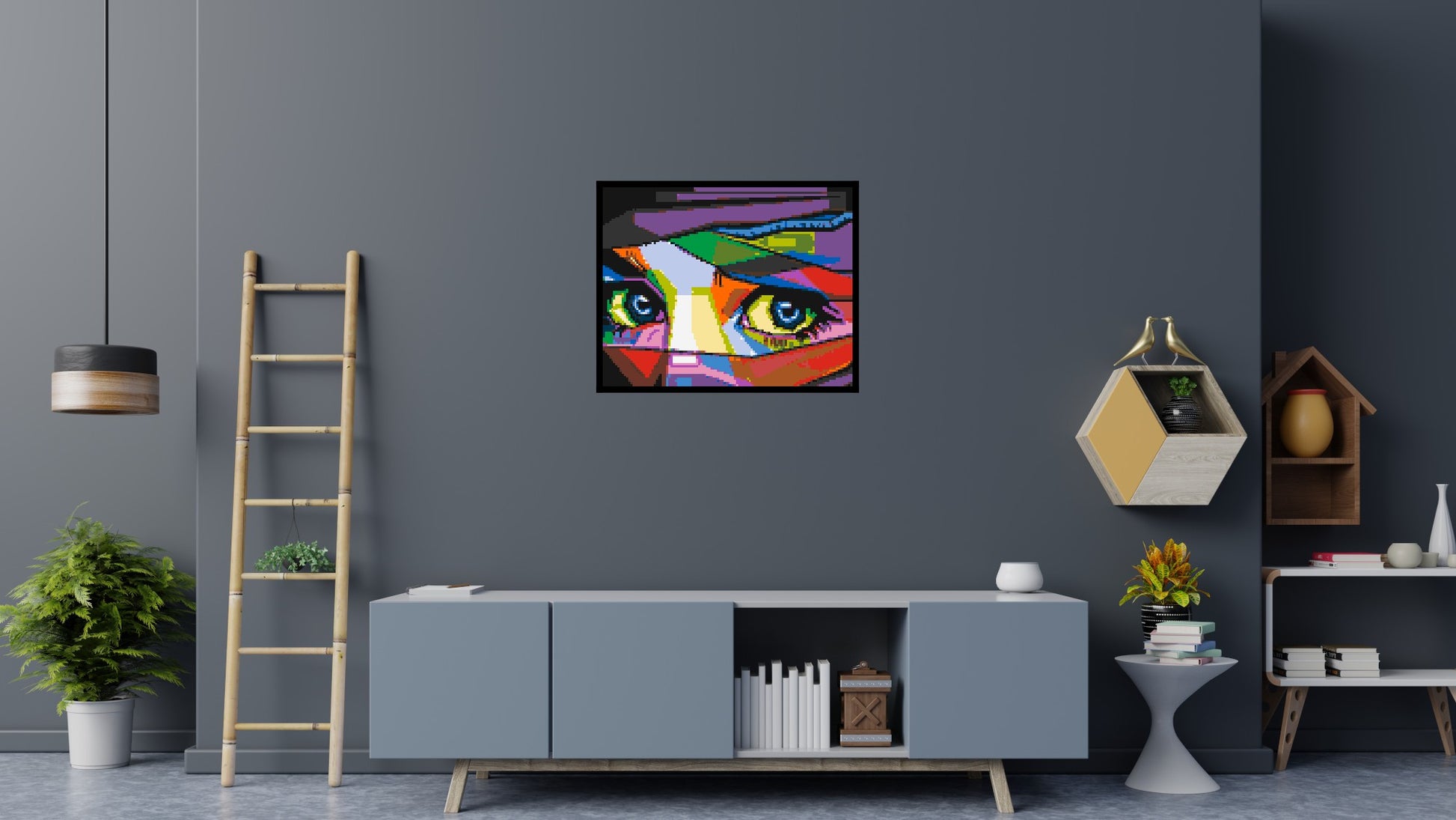 Colourful Gaze - Brick Art Mosaic Kit 5x4 scene with frame