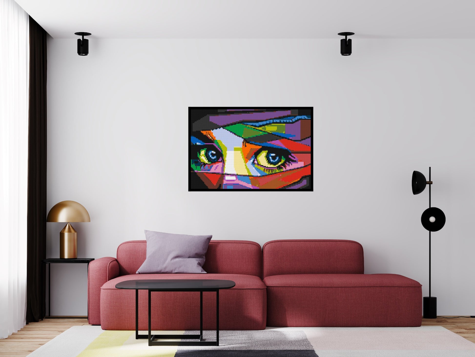 Colourful Gaze - Brick Art Mosaic Kit 6x4 scene with frame