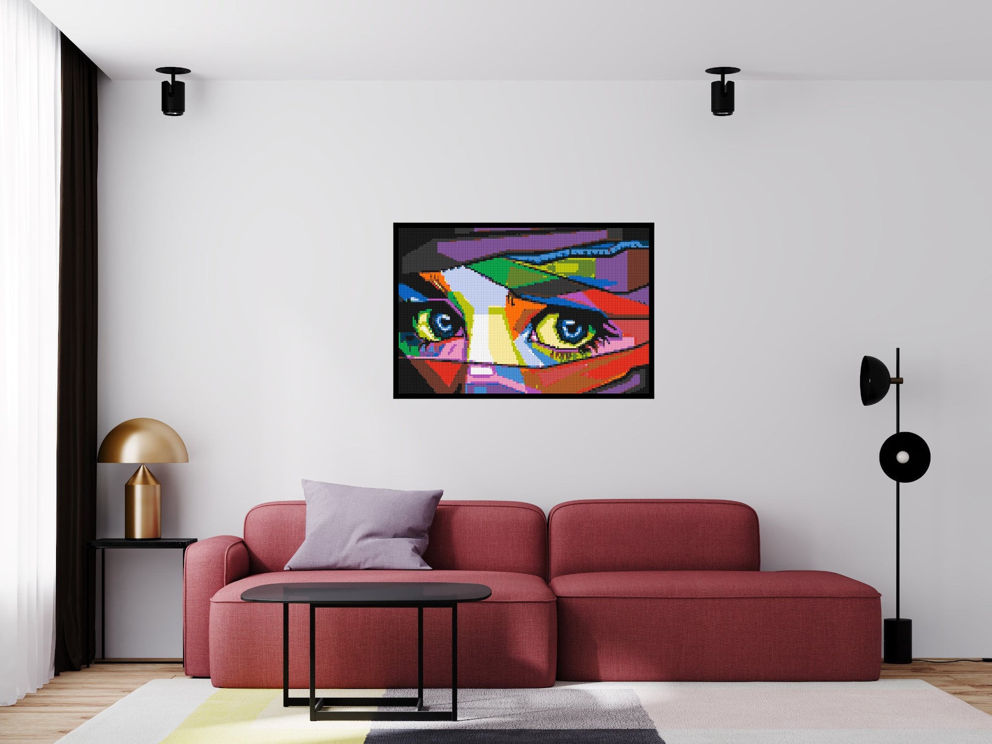 Colourful Gaze - Brick Art Mosaic Kit 6x4 scene with frame