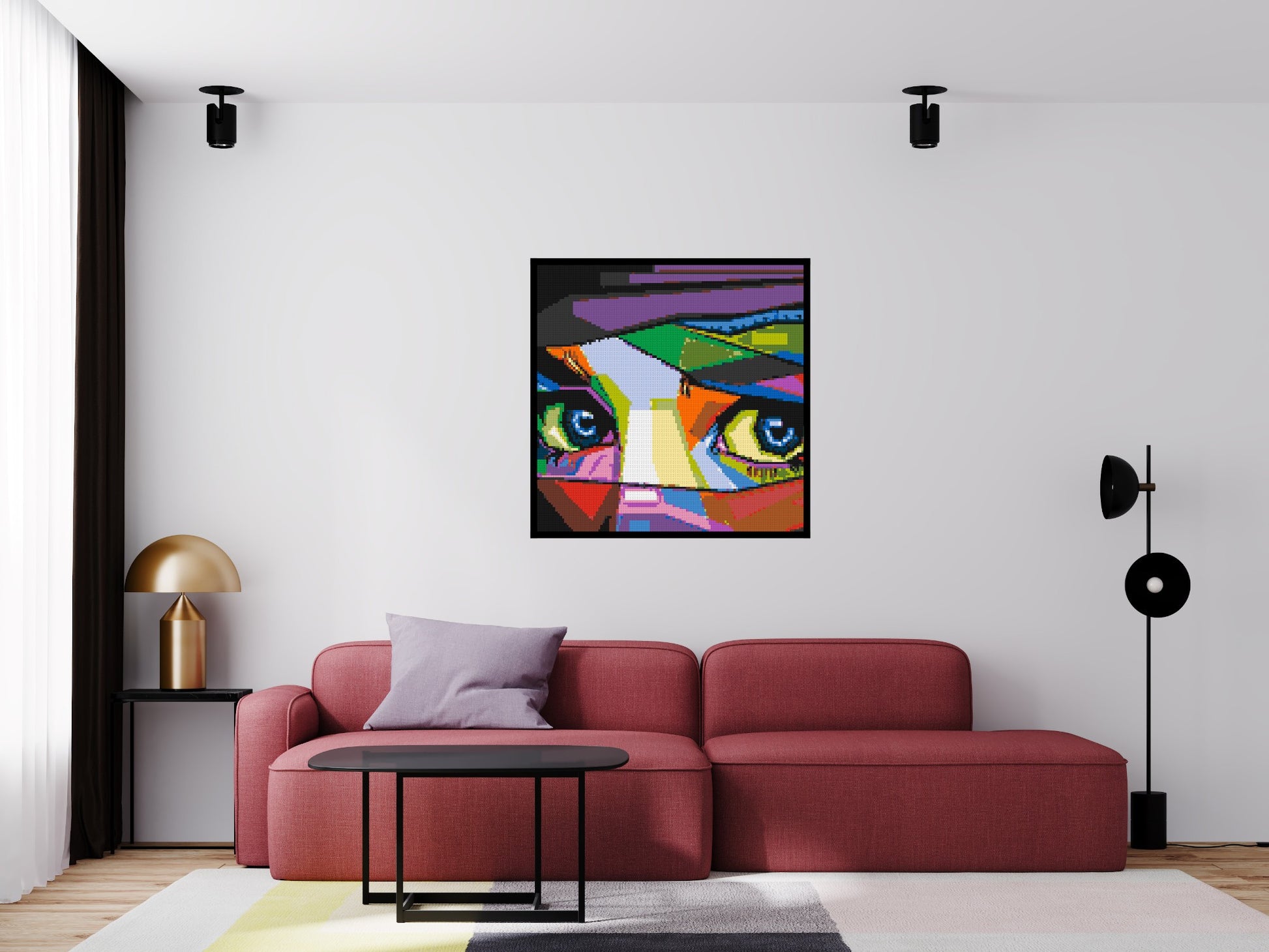 Colourful Gaze - Brick Art Mosaic Kit 5x5 scene with frame