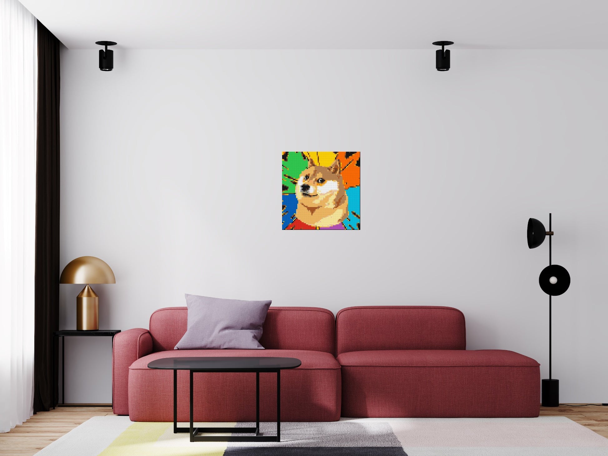 Colourful Doge Meme - Brick Art Mosaic Kit 3x3 scene