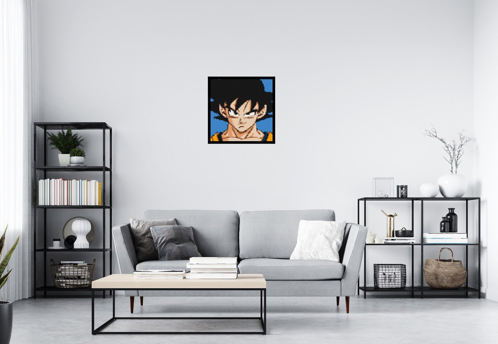 Goku - Brick Art Mosaic Kit 3x3 scene with frame
