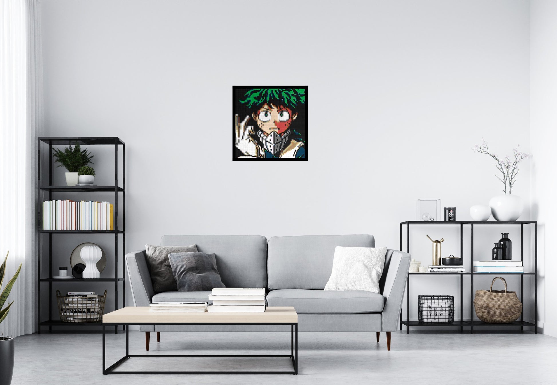 Izuku Midoriya Pixel Art - Brick Art Mosaic Kit 3x3 scene with frame