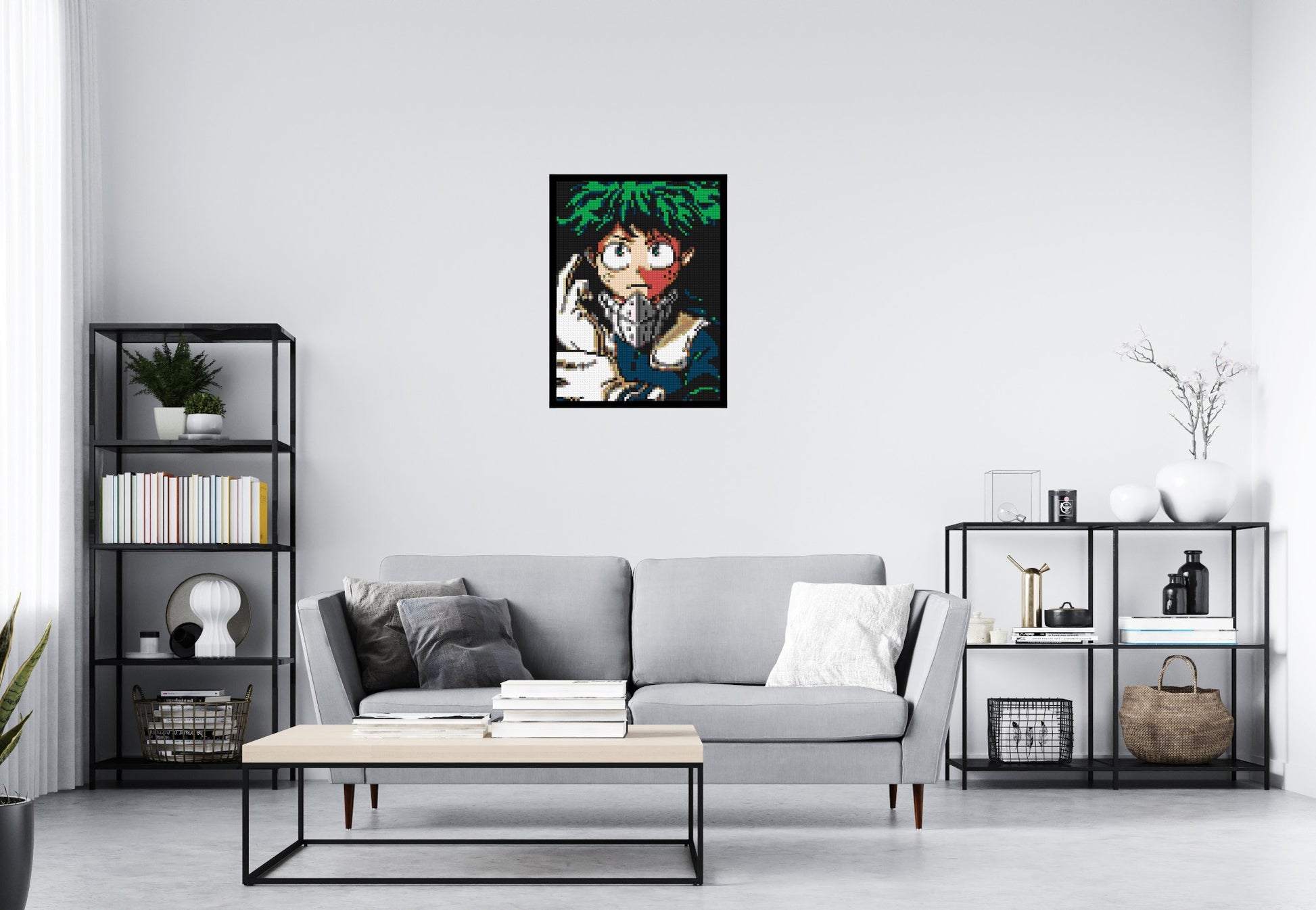 Izuku Midoriya Pixel Art - Brick Art Mosaic Kit 3x4 scene with frame