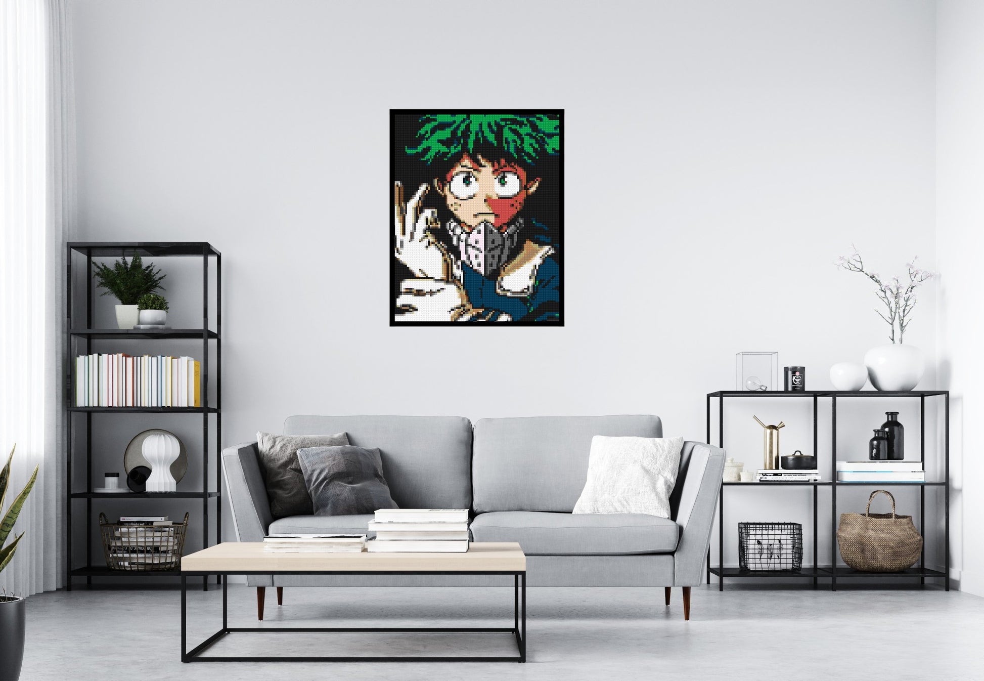 Izuku Midoriya Pixel Art - Brick Art Mosaic Kit 4x5 scene with frame