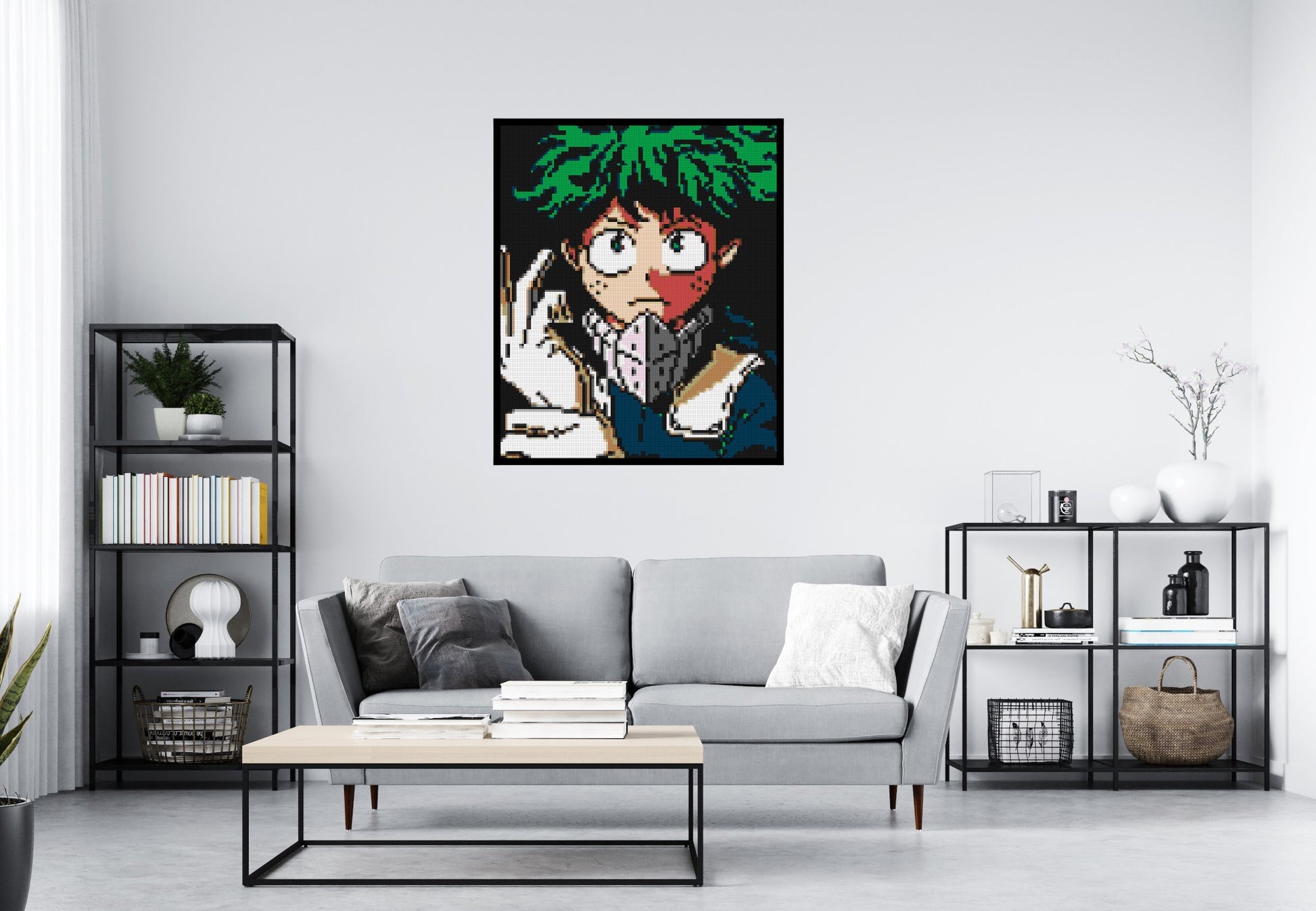 Izuku Midoriya Pixel Art - Brick Art Mosaic Kit 5x6 scene with frame
