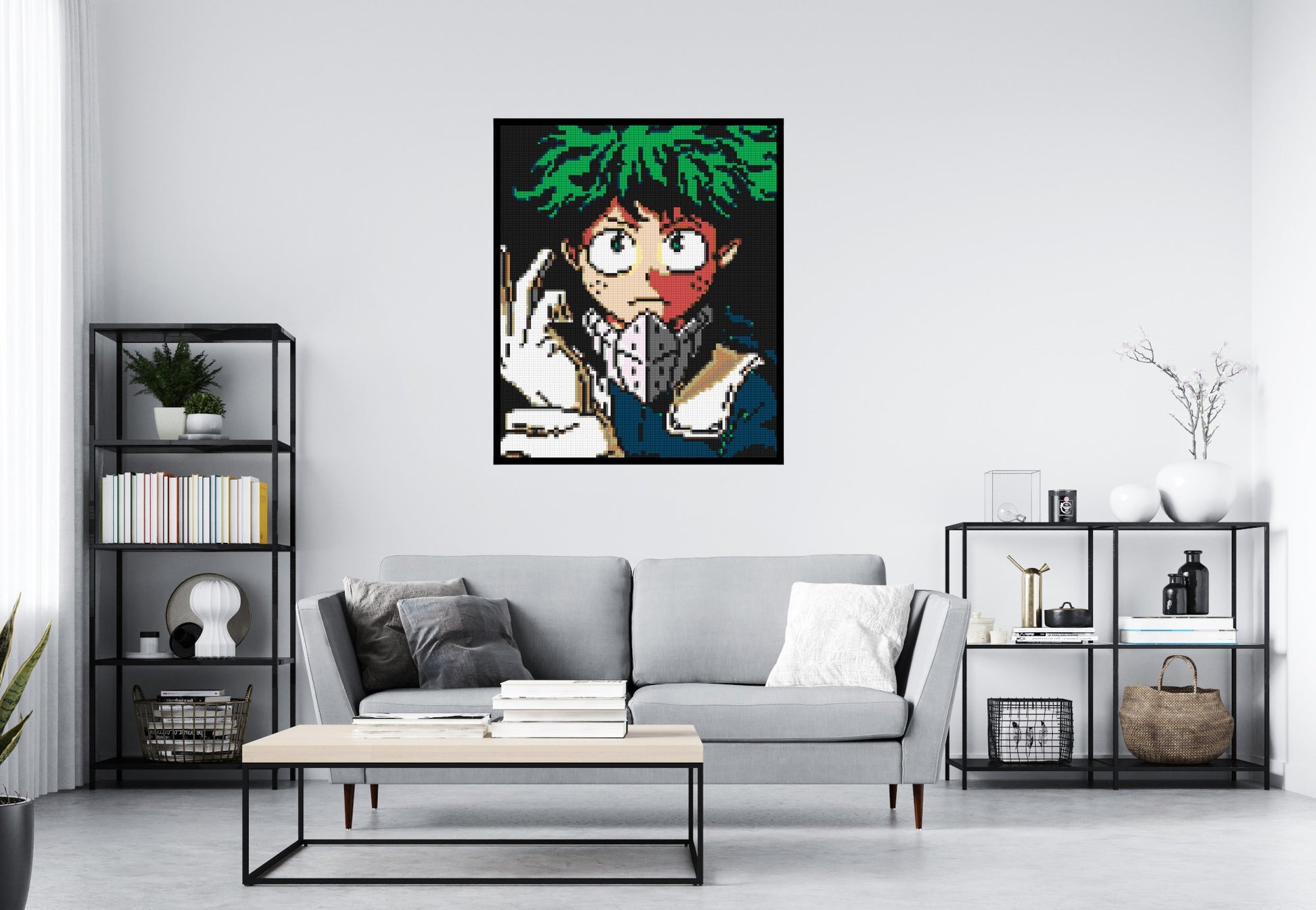 Izuku Midoriya Pixel Art - Brick Art Mosaic Kit 5x6 scene with frame