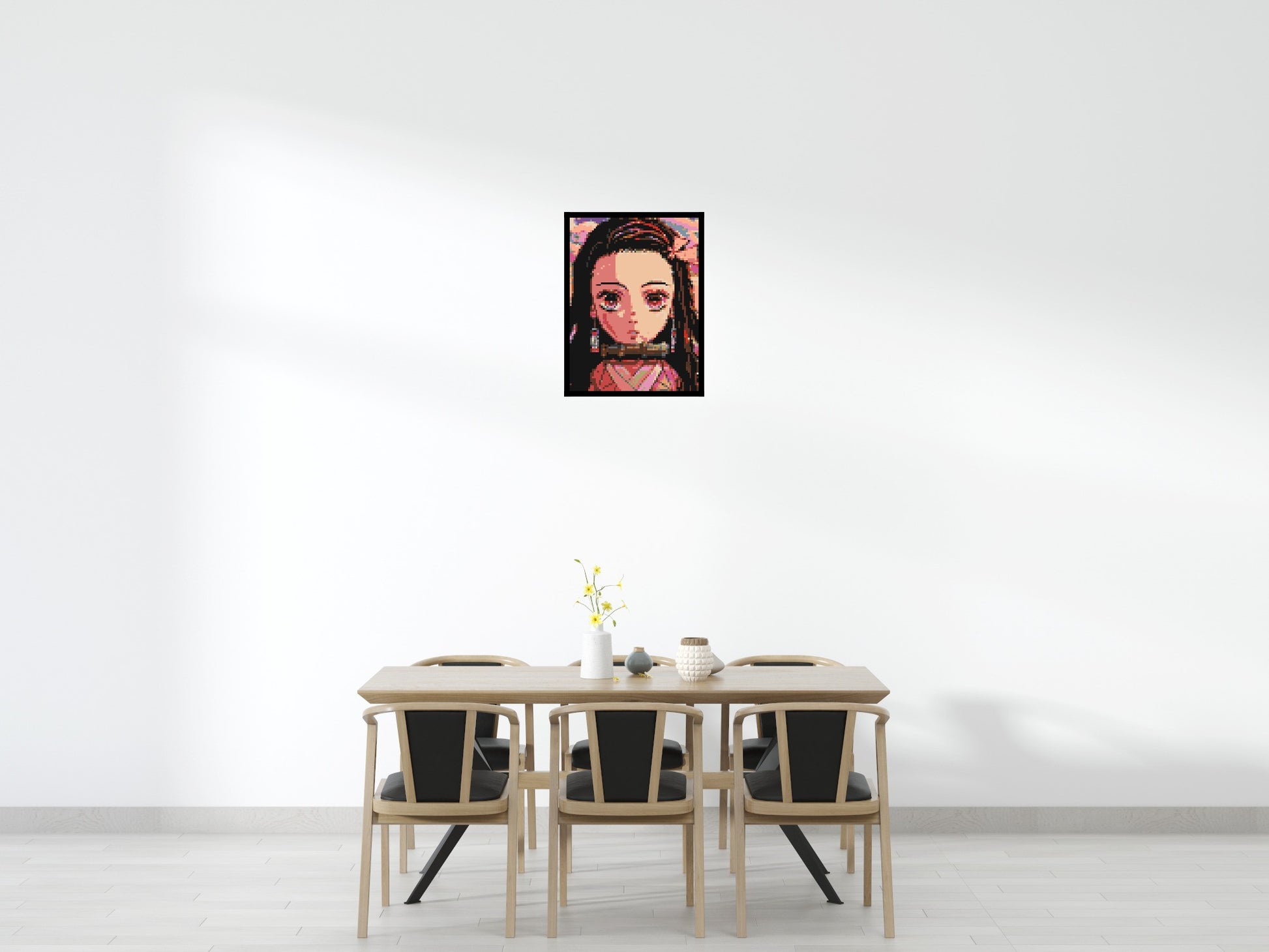 Nezuko Pixel Art - Brick Art Mosaic Kit 3x4 scene with frame