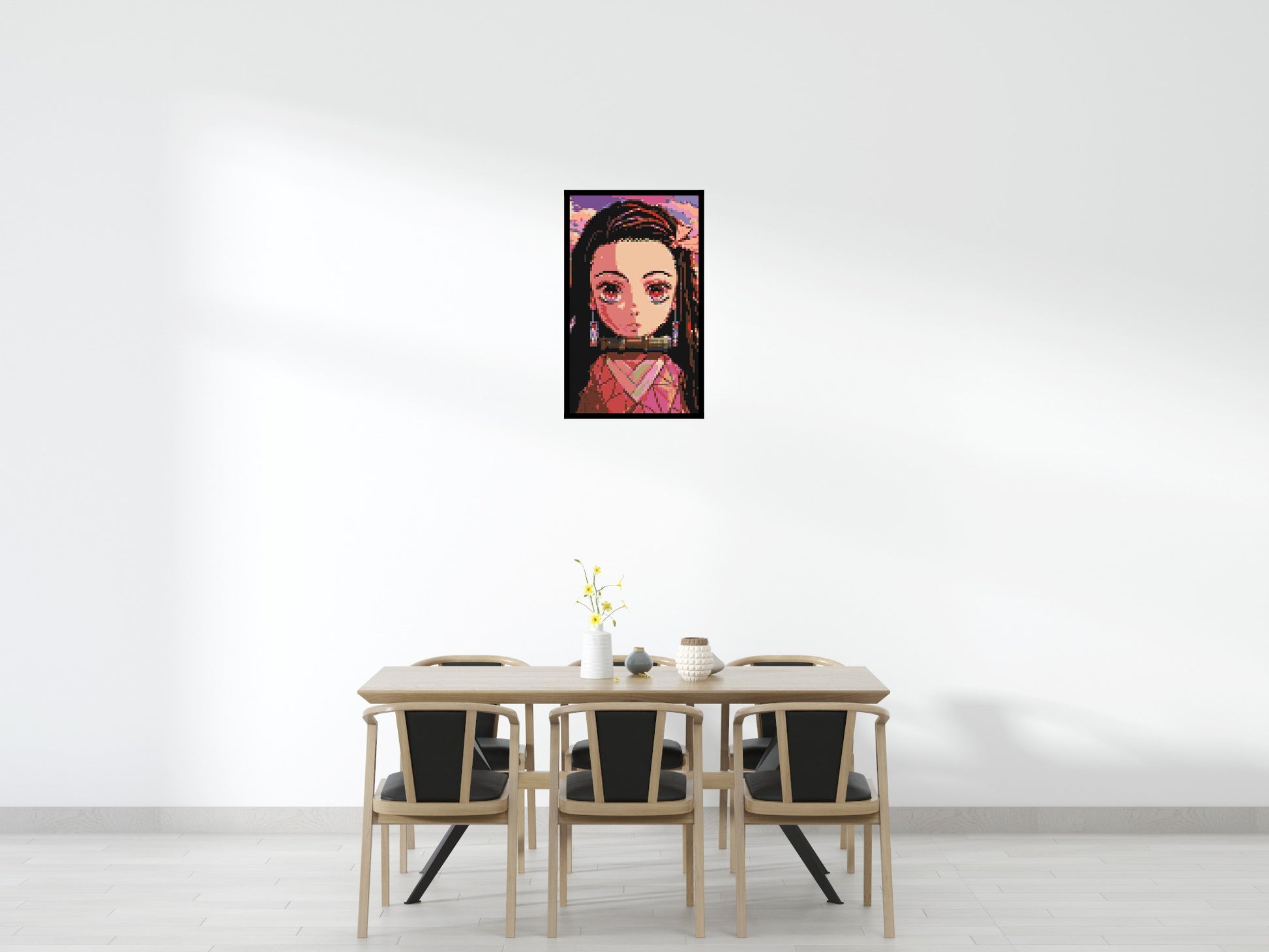 Nezuko Pixel Art - Brick Art Mosaic Kit 3x5 scene with frame