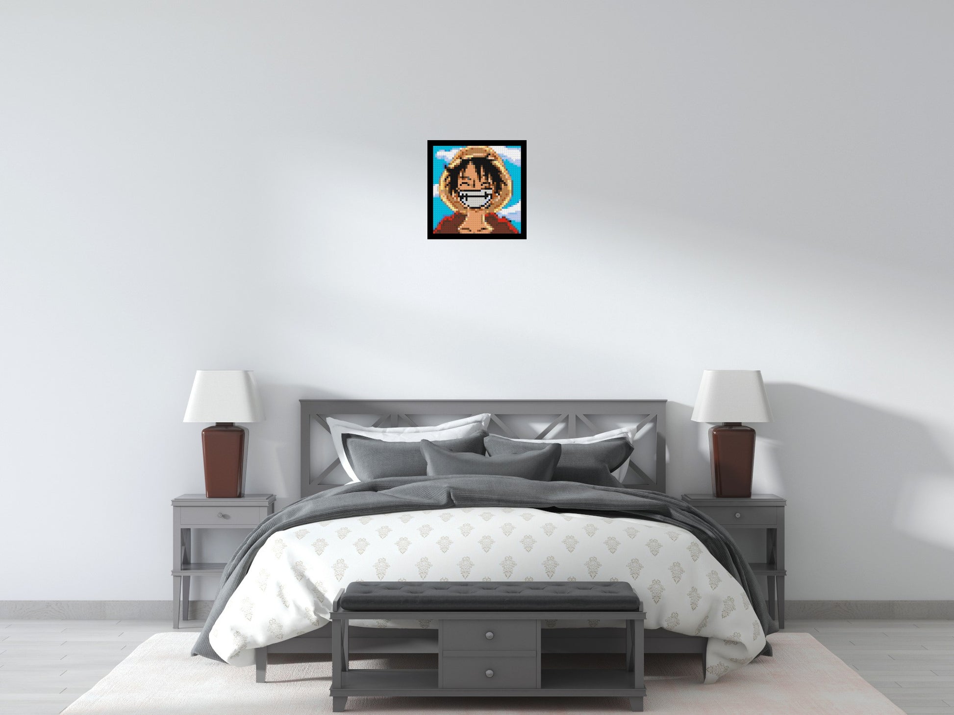 Monkey D. Luffy Pixel Art - Brick Art Mosaic Kit 2x2 scene with frame