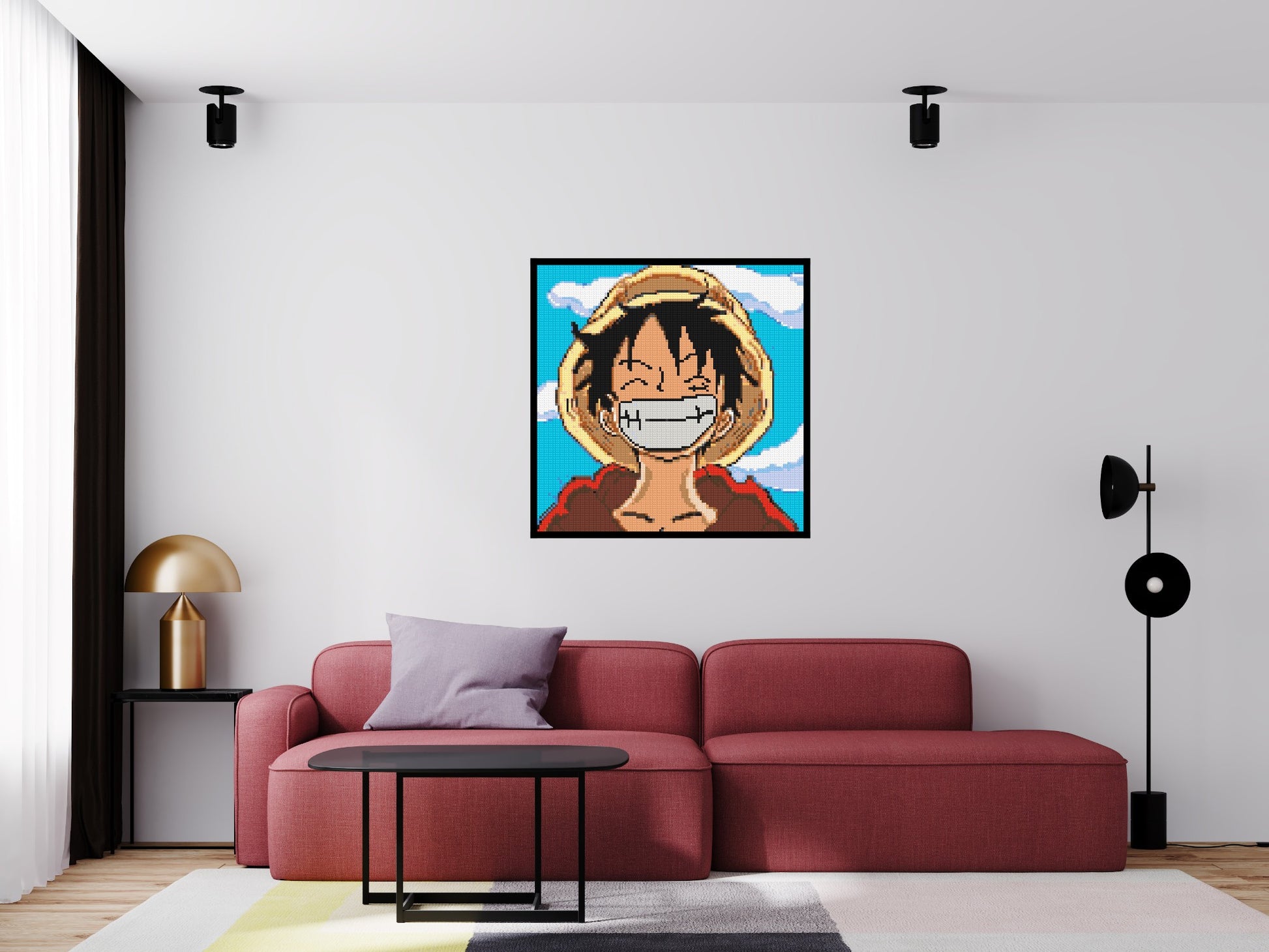 Monkey D. Luffy Pixel Art - Brick Art Mosaic Kit 5x5 scene with frame