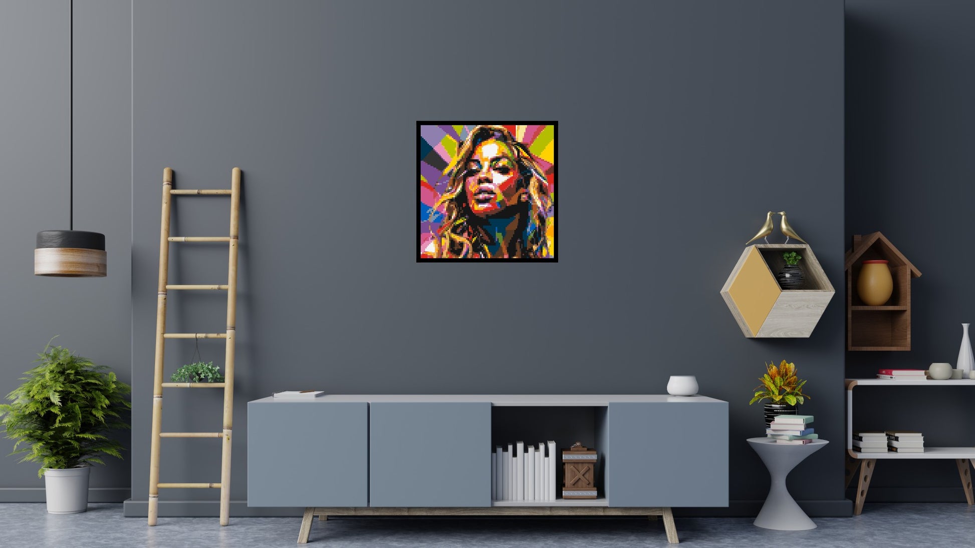 Beyoncé - Brick Art Mosaic Kit 4x4 scene with frame