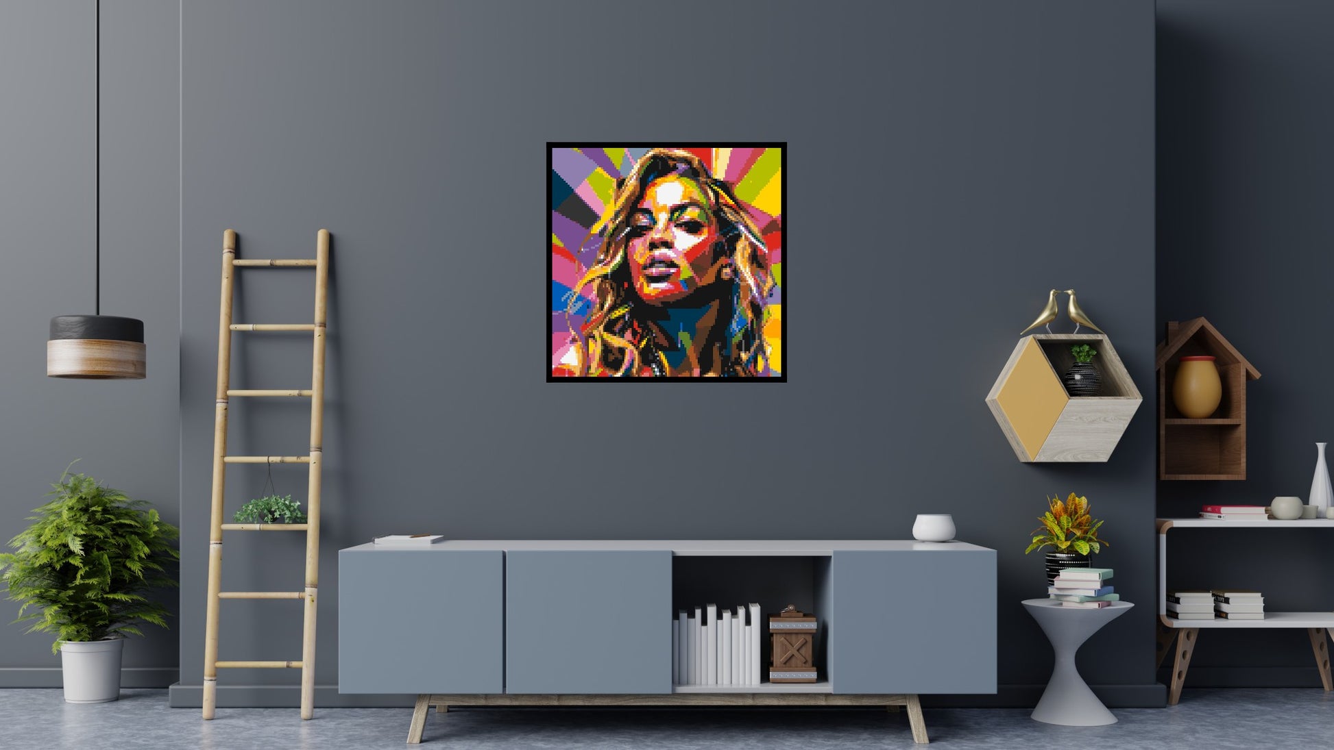 Beyoncé - Brick Art Mosaic Kit 5x5 scene with frame