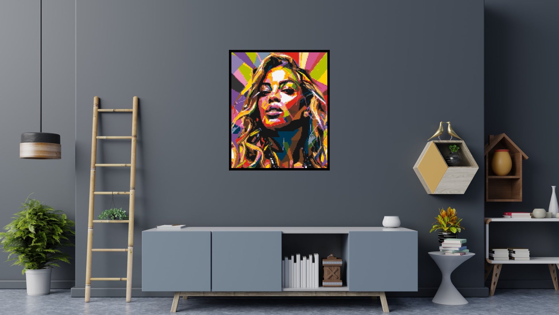 Beyoncé - Brick Art Mosaic Kit 5x6 scene with frame