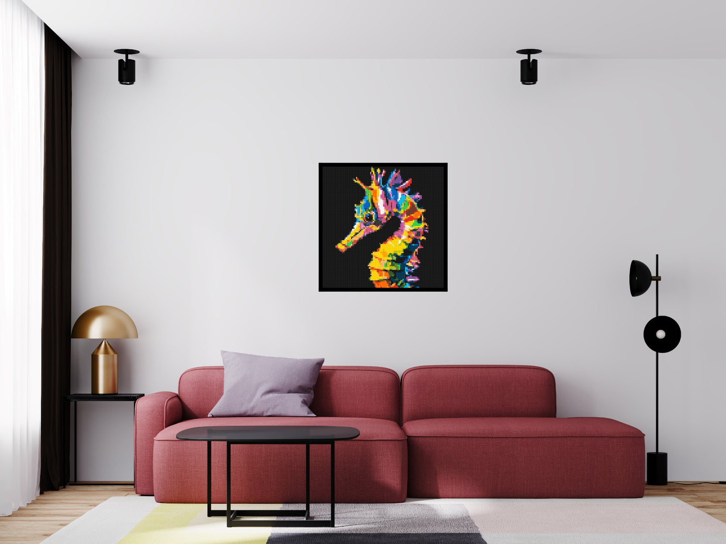 Colourful Seahorse Pop Art - Brick Art Mosaic Kit 4x4 large