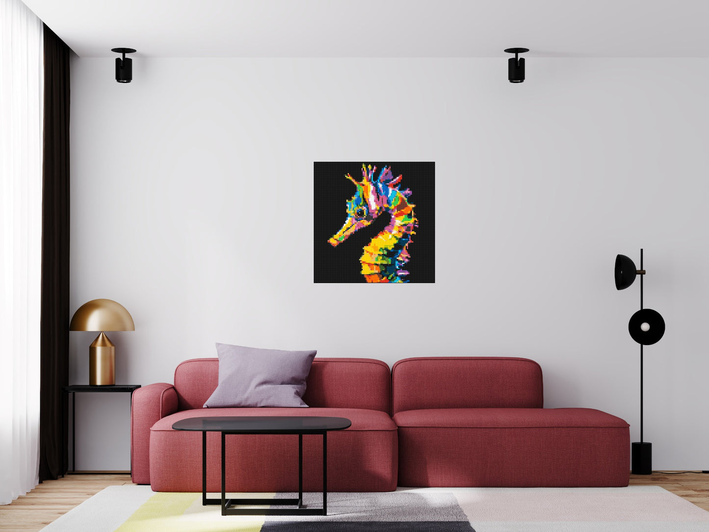 Colourful Seahorse Pop Art - Brick Art Mosaic Kit 4x4 large