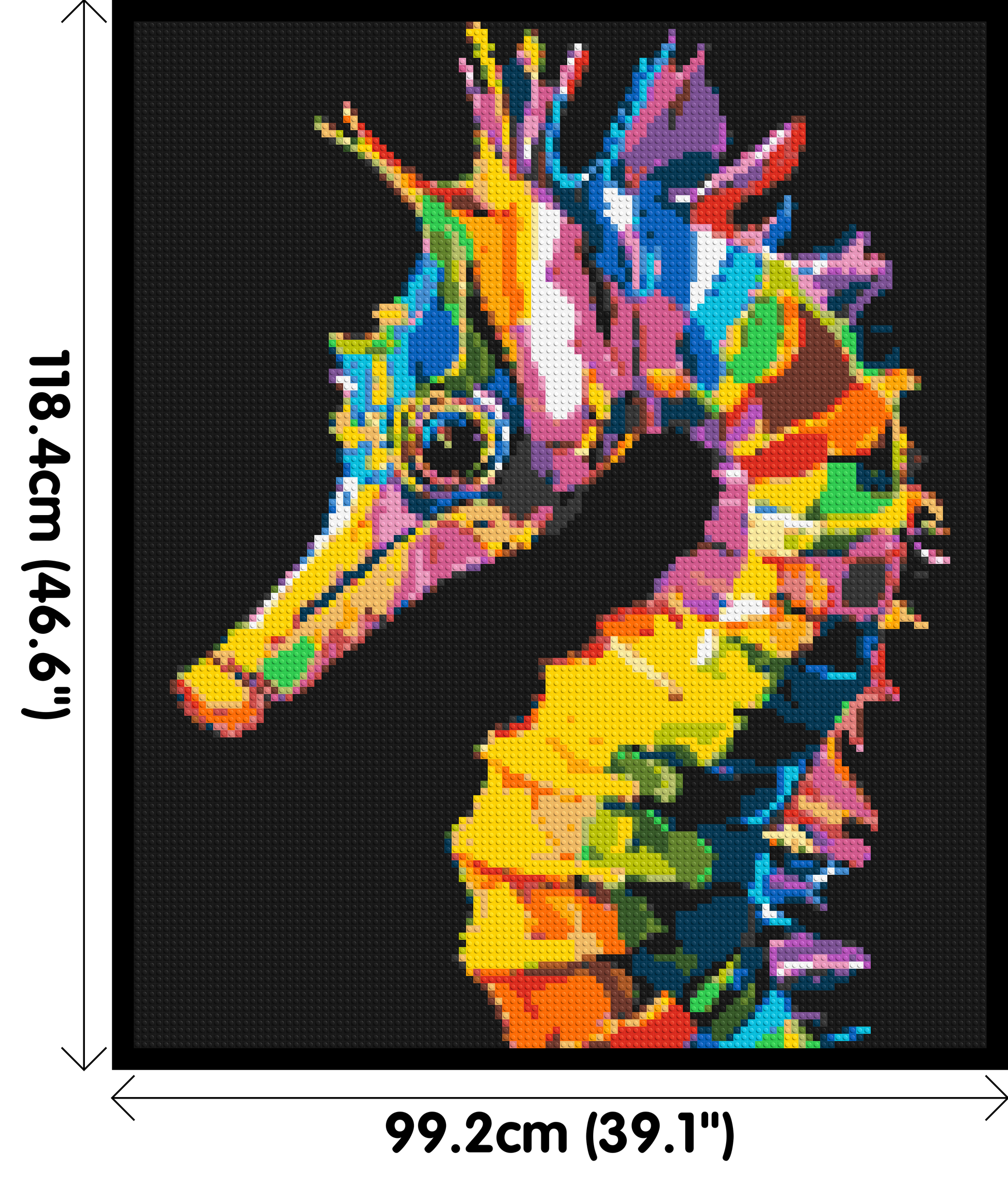 Colourful Seahorse Pop Art - Brick Art Mosaic Kit 5x6 dimensions with frame