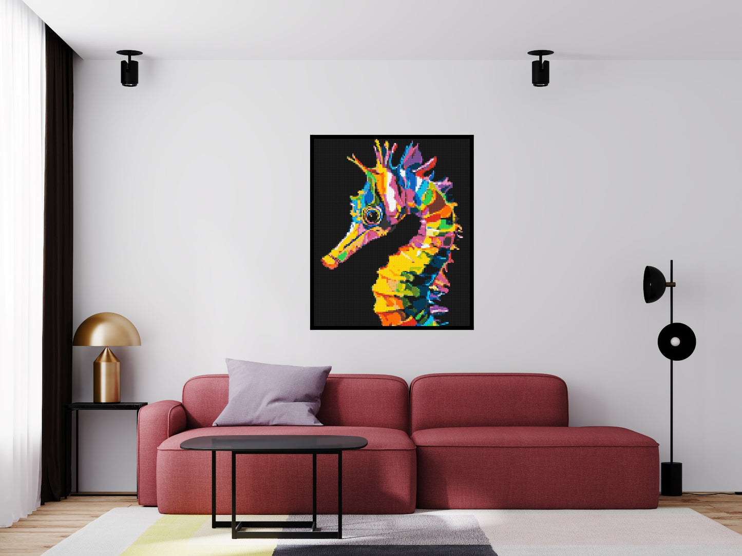 Colourful Seahorse Pop Art - Brick Art Mosaic Kit 5x6 large