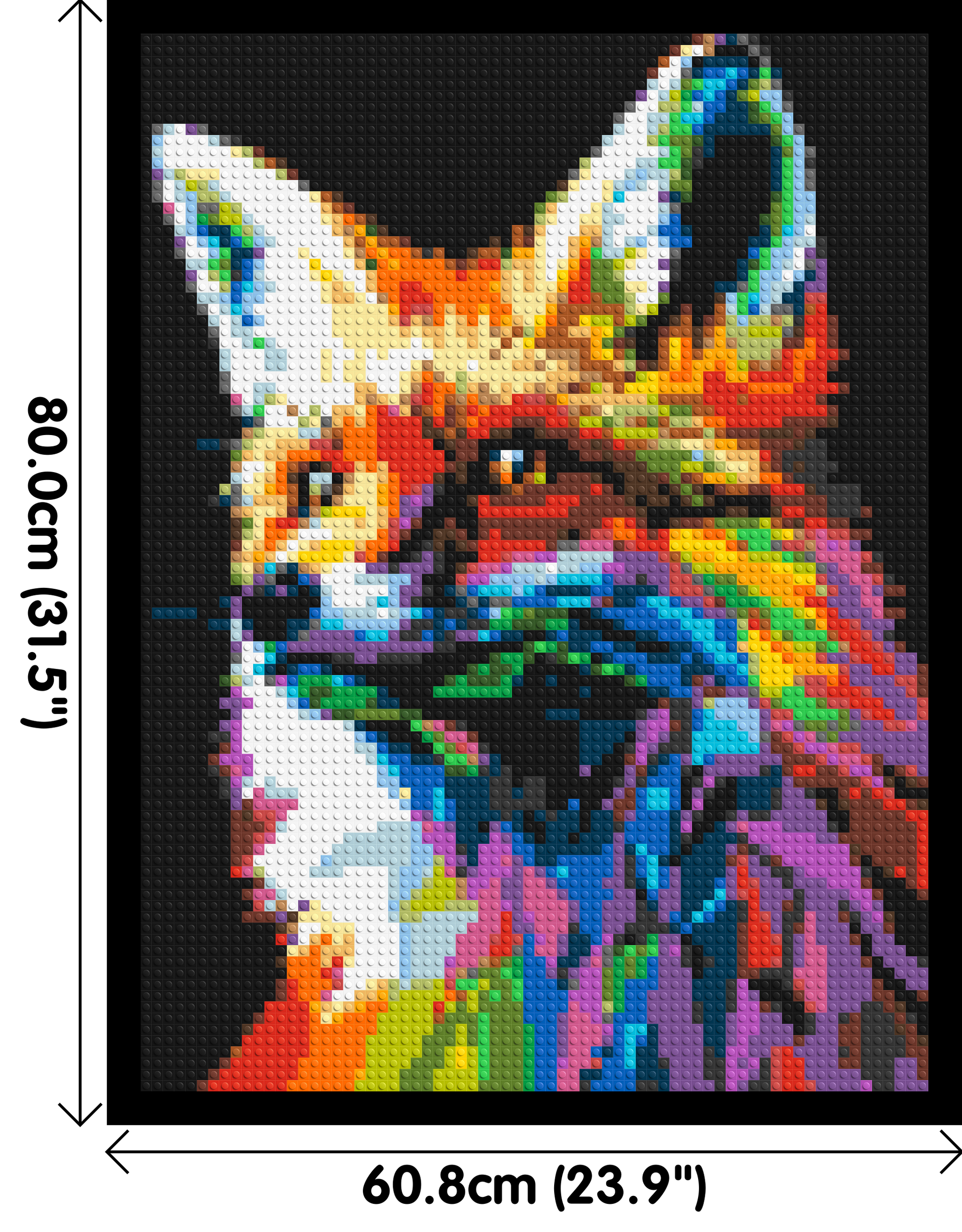 Fox Colourful Pop Art - Brick Art Mosaic Kit 3x4 dimensions with frame