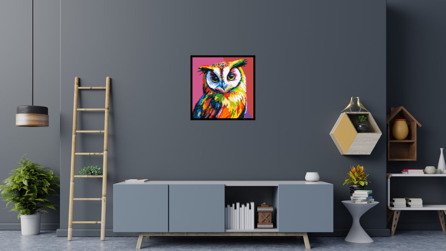 Owl Colourful Pop Art - Brick Art Mosaic Kit 4x4 large