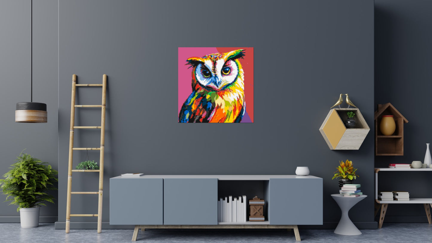 Owl Colourful Pop Art - Brick Art Mosaic Kit 5x5 large