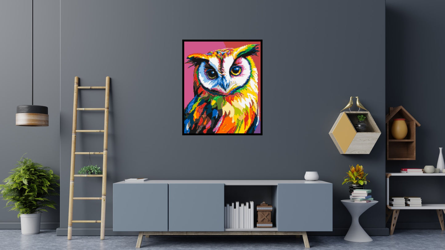 Owl Colourful Pop Art - Brick Art Mosaic Kit 5x6 large