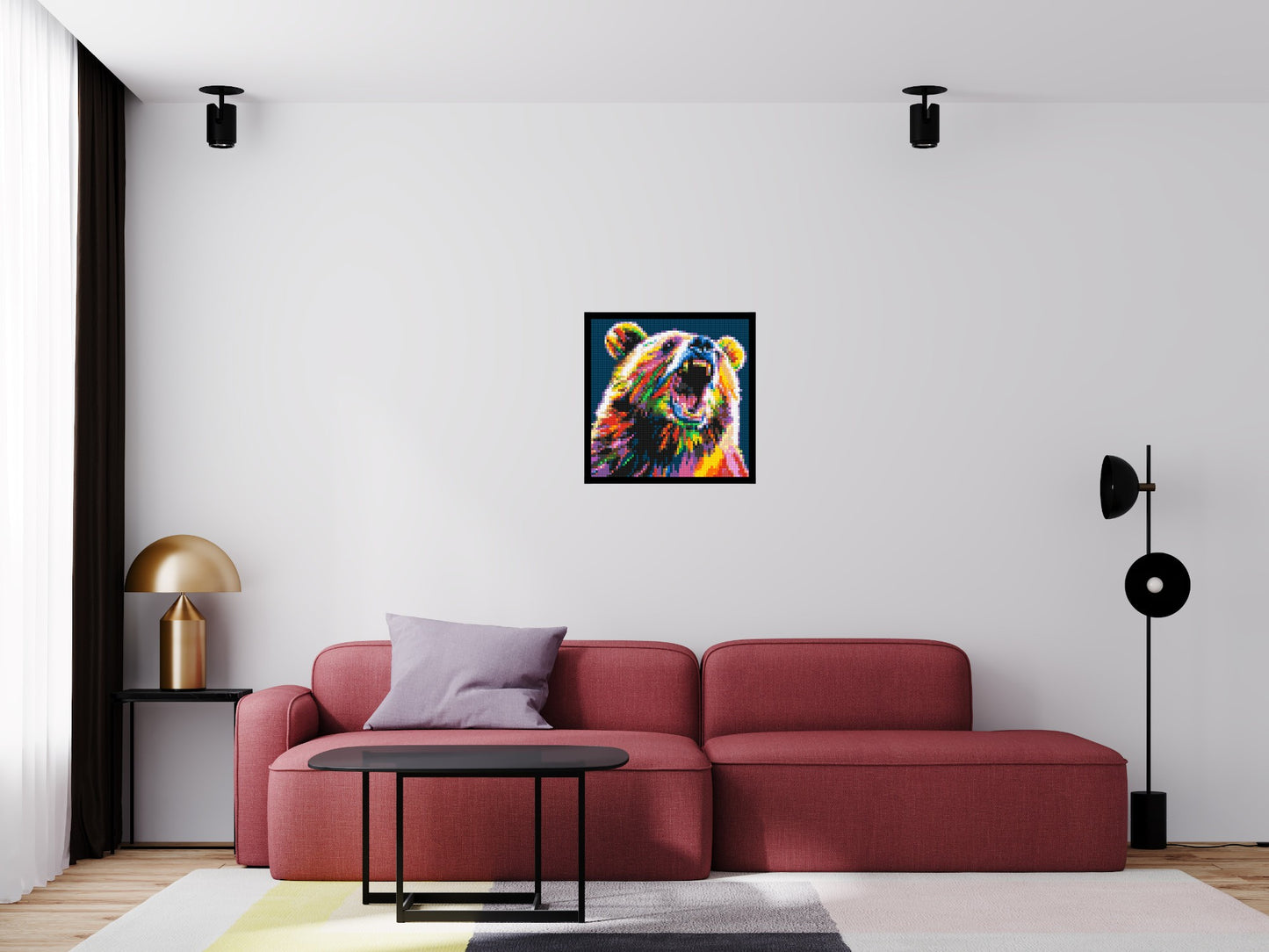 Bear Colourful Pop Art - Brick Art Mosaic Kit 3x3 large
