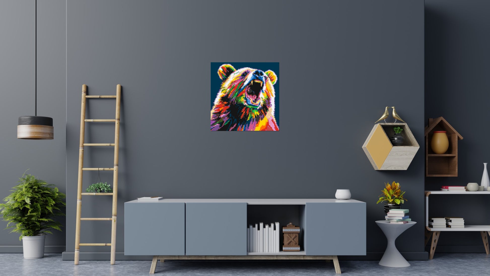 Bear Colourful Pop Art - Brick Art Mosaic Kit 4x4 scene