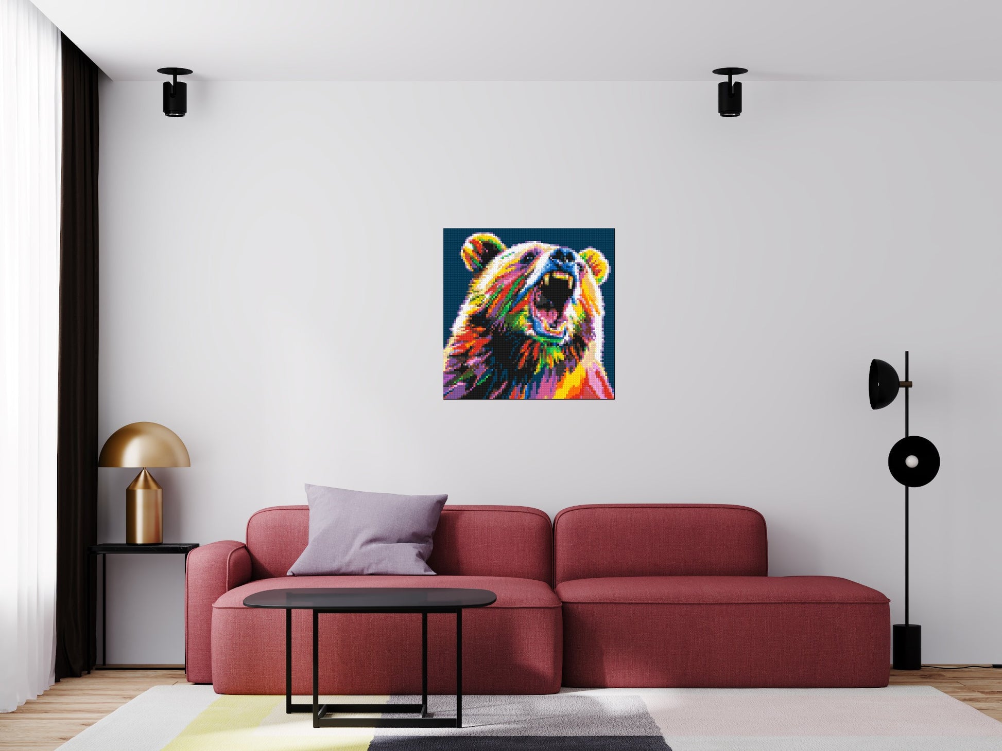 Bear Colourful Pop Art - Brick Art Mosaic Kit 4x4 scene