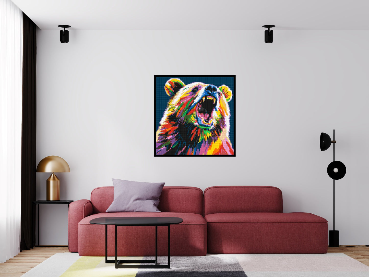 Bear Colourful Pop Art - Brick Art Mosaic Kit 5x5 large