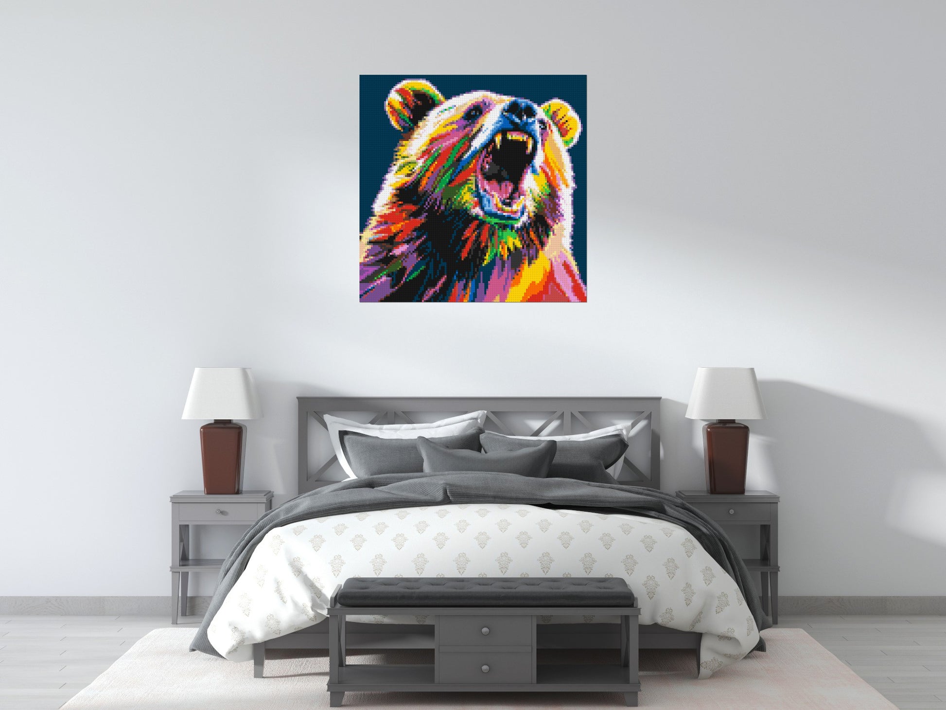 Bear Colourful Pop Art - Brick Art Mosaic Kit 5x5 scene