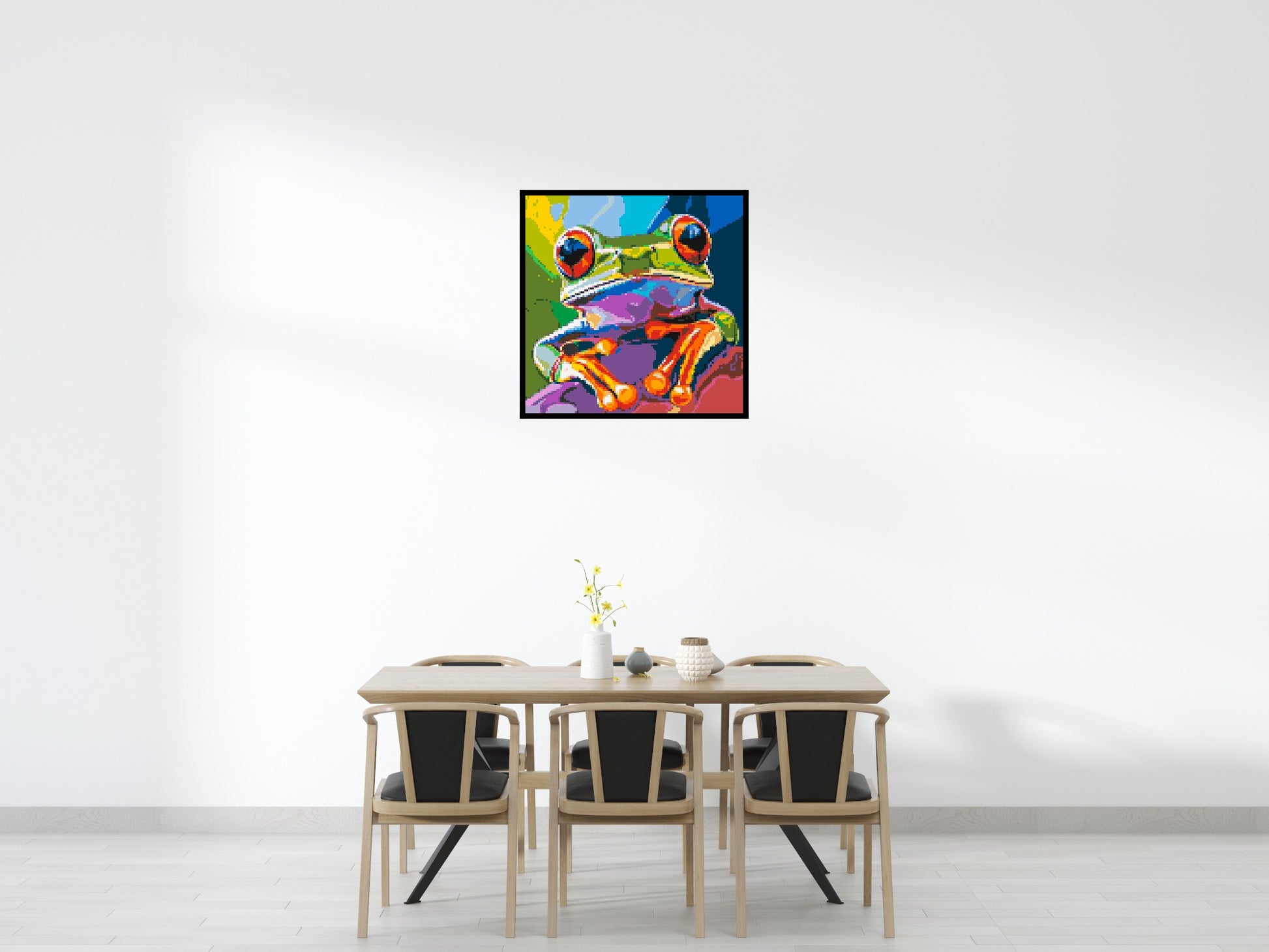 Frog Colourful Pop Art - Brick Art Mosaic Kit 5x5 scene with frame