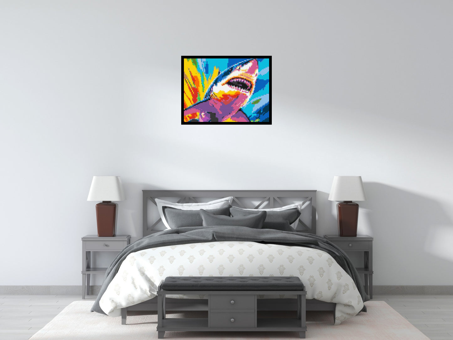 Shark Colourful Pop Art - Brick Art Mosaic Kit 4x3 large