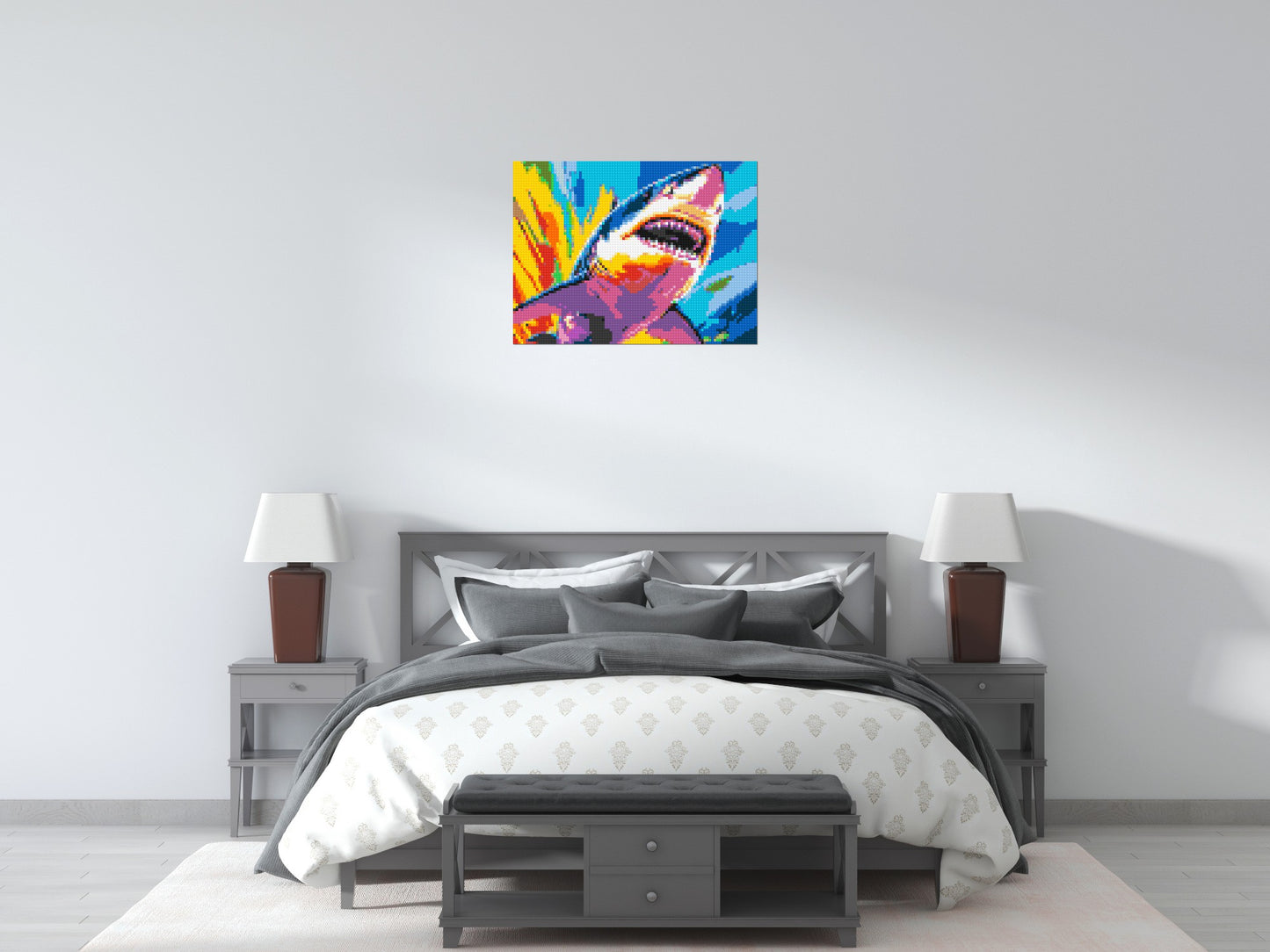 Shark Colourful Pop Art - Brick Art Mosaic Kit 4x3 large