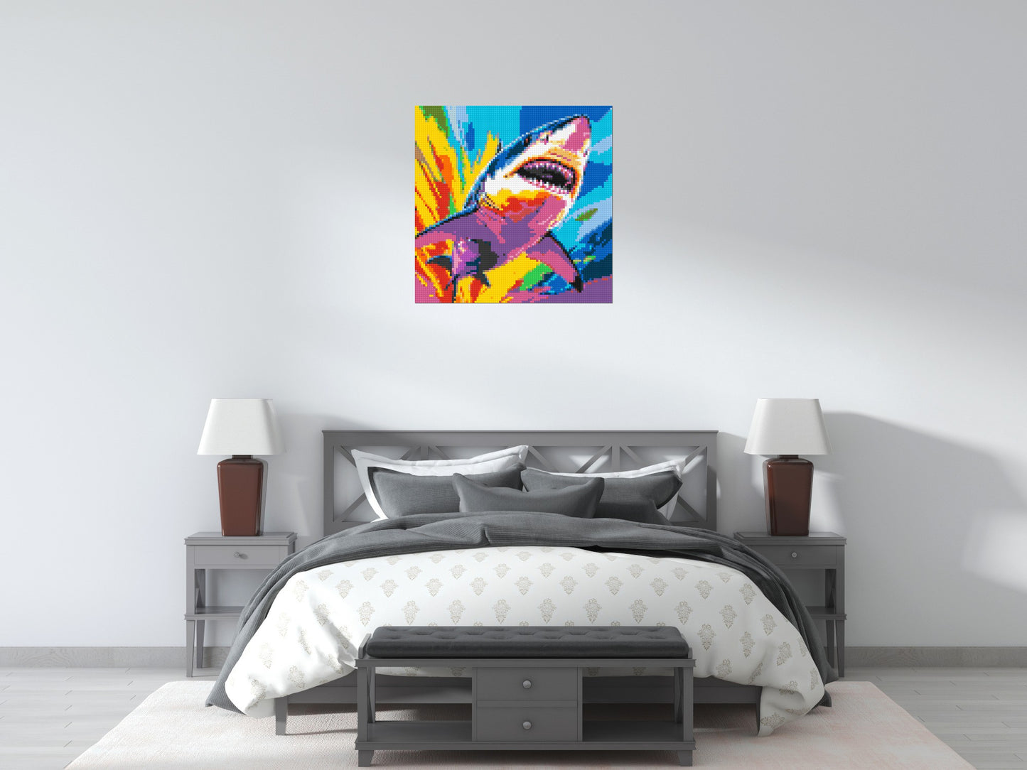 Shark Colourful Pop Art - Brick Art Mosaic Kit 4x4 large