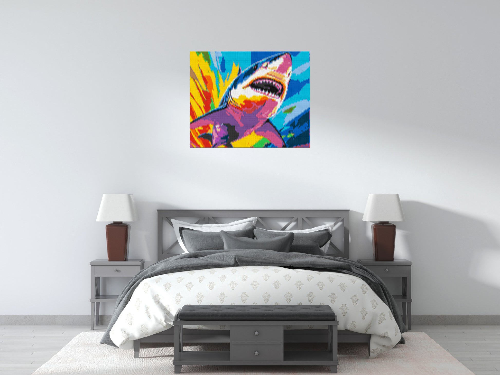 Shark Colourful Pop Art - Brick Art Mosaic Kit 5x4 scene