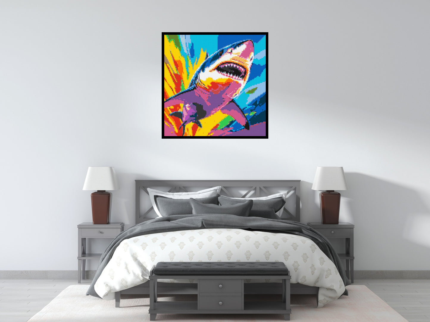Shark Colourful Pop Art - Brick Art Mosaic Kit 5x5 large