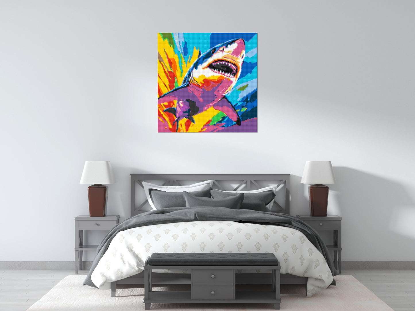 Shark Colourful Pop Art - Brick Art Mosaic Kit 5x5 large