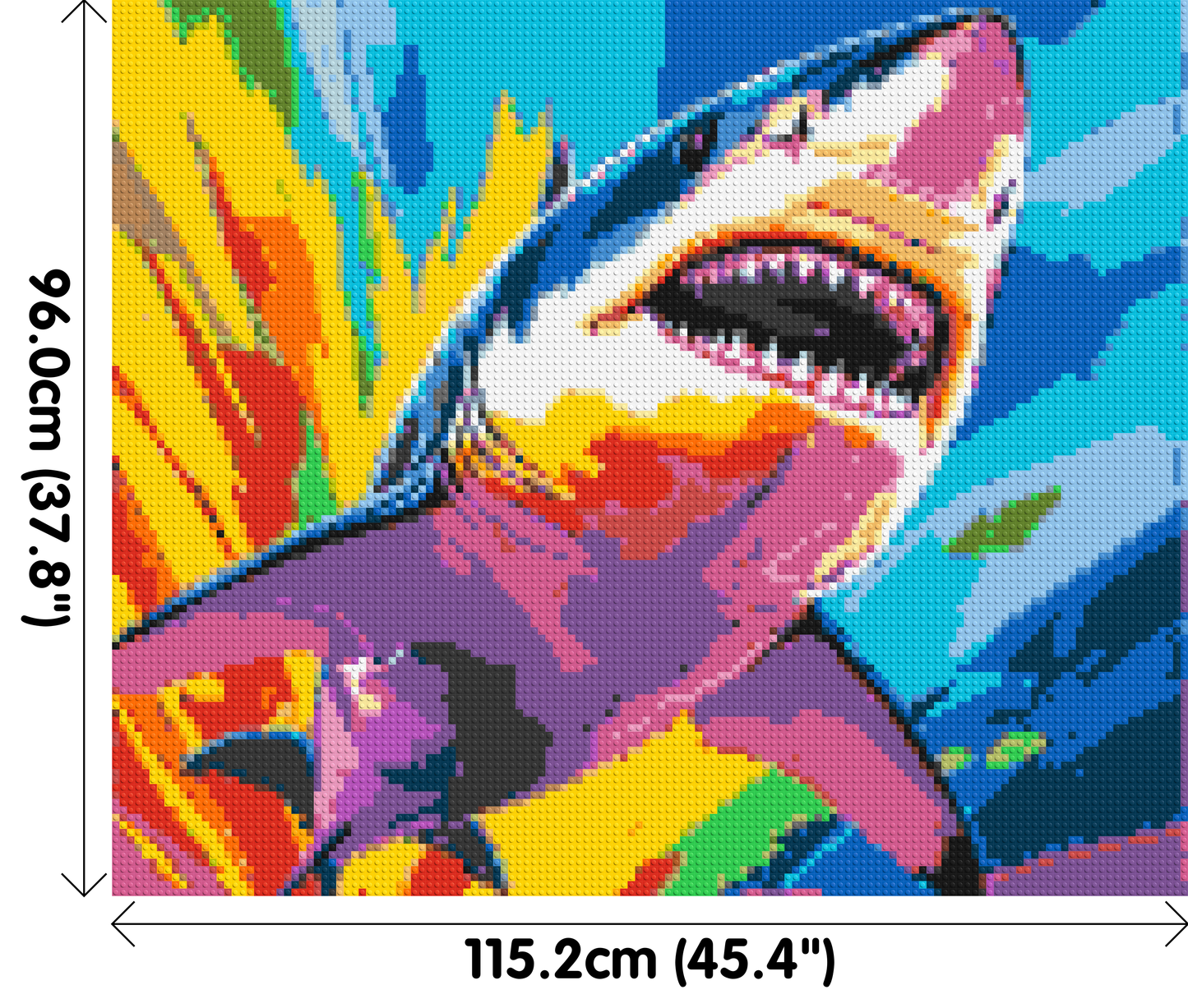 Shark Colourful Pop Art - Brick Art Mosaic Kit 6x5 large